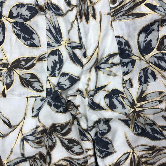 J. Crew Linen Garden Print Gold Foil Leaf Pants - Picture 4 of 8